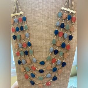 Talbots Multi Layered Necklace w/ Multi Colored‎ Stones Statement Swag